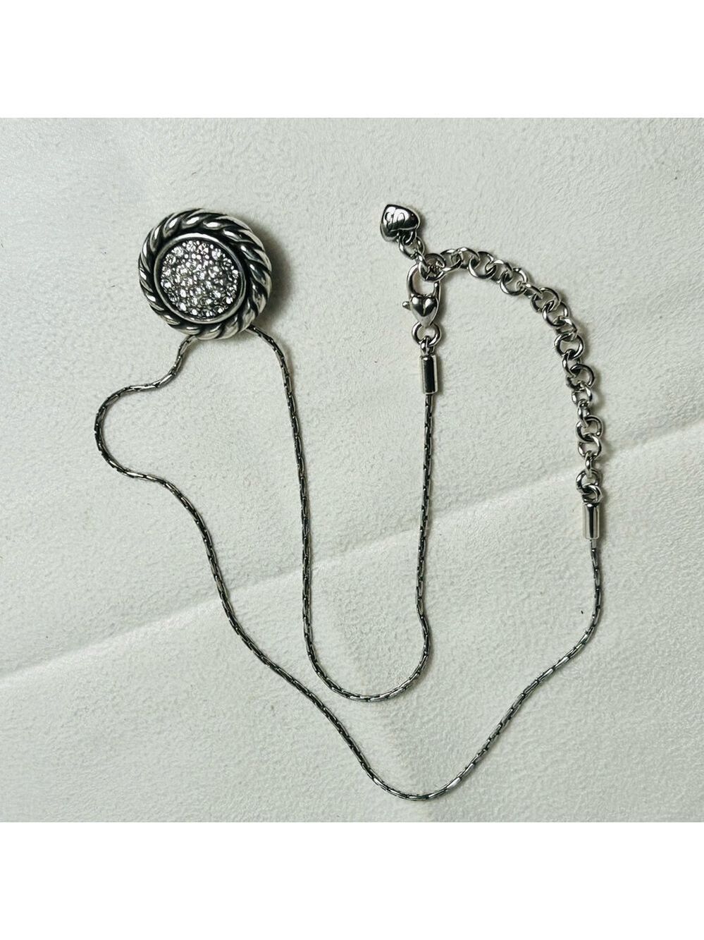 Brighton Magic Pearl Necklace Reversible Pendant Silver Plated Crystals 17" - Picture 7 of 14
